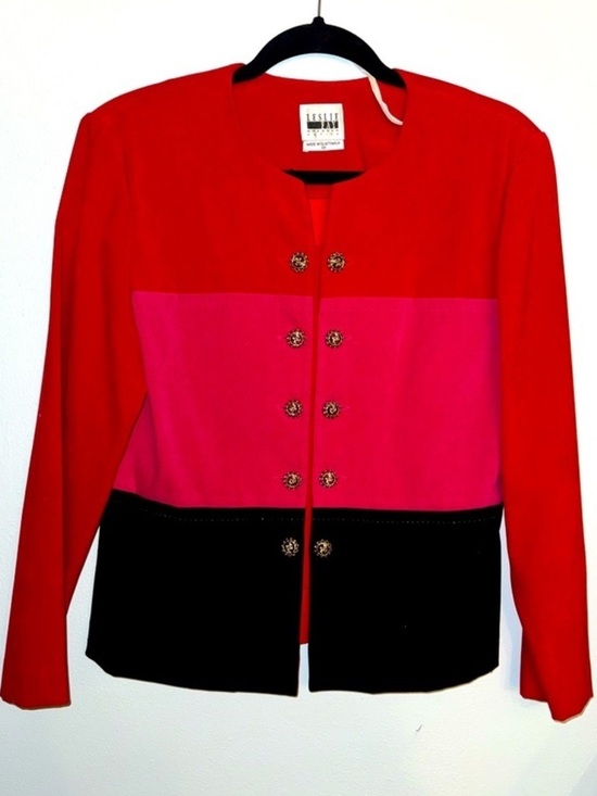 Leslie Fay Jackets & Blazers - Leslie Fay Red Pink and Black Colorblock Blazer
